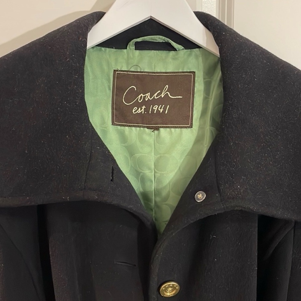 Coach Black Wool & Angora Blend Coat with Gold Buttons - Picture 2 of 14